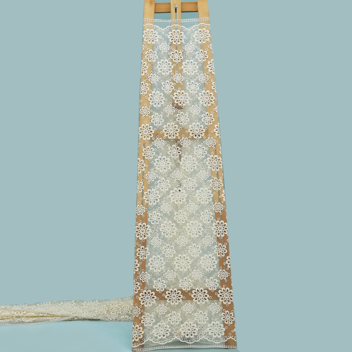 Off White Color Organza Embroidery Fabric