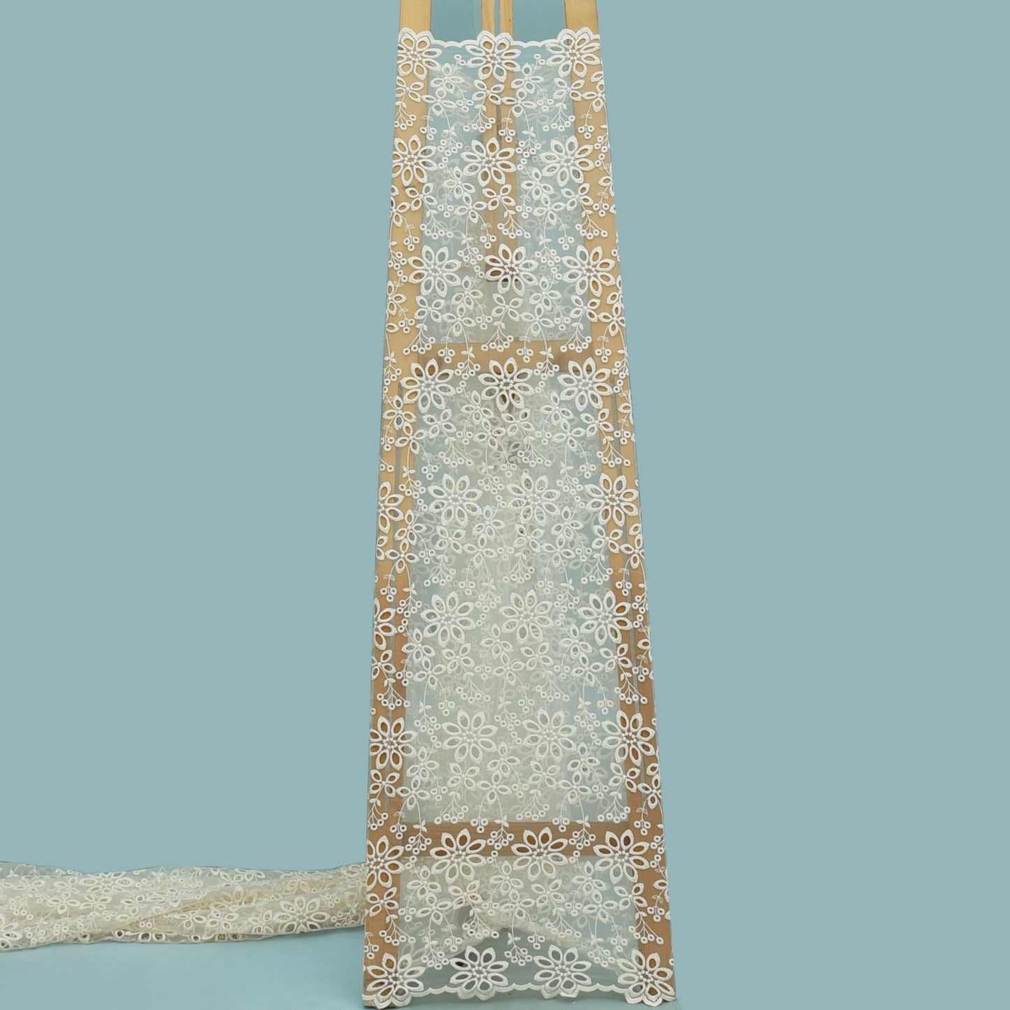 Off White Color Organza Embroidery Fabric