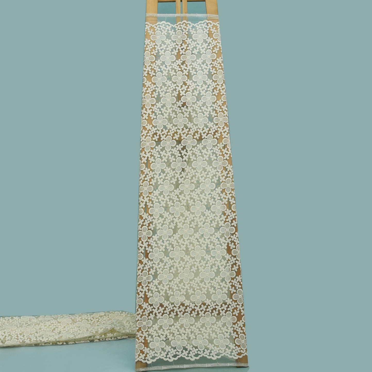 Off White Color Organza Embroidery Fabric