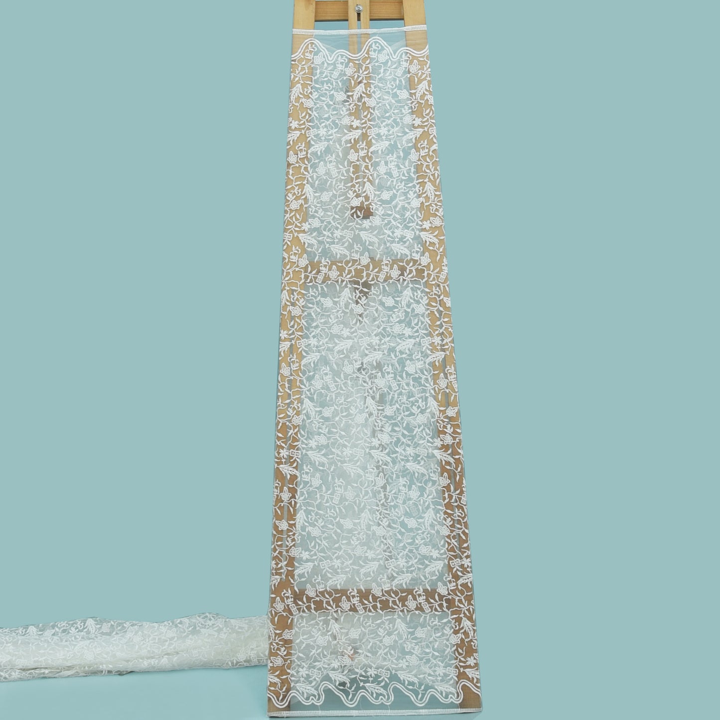 White Color Organza Embroidery Fabric