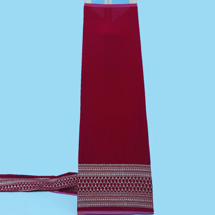 Hot Pink Color Velvet Embroidery Fabric (Cut Pieces 1Mtr)