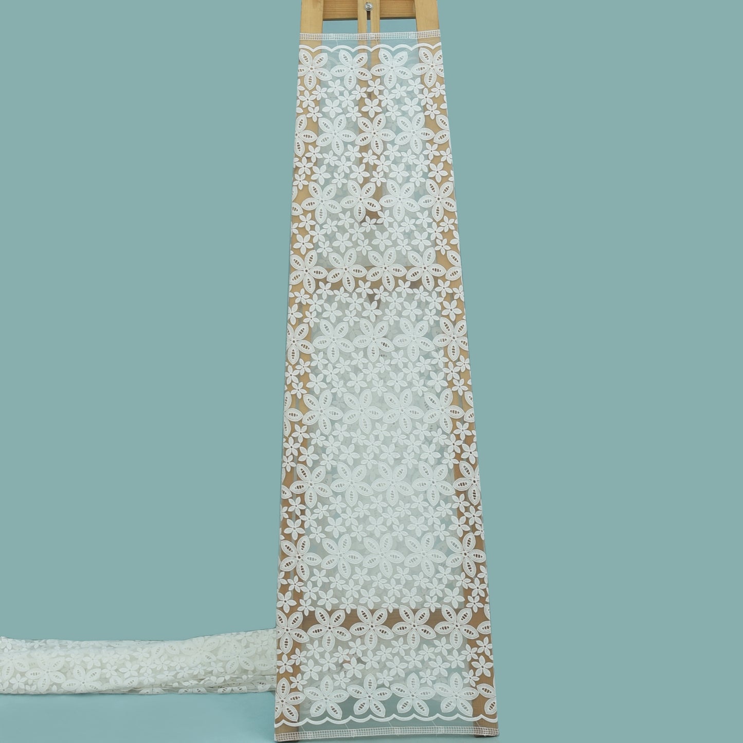 White Color Organza Embroidery Fabric