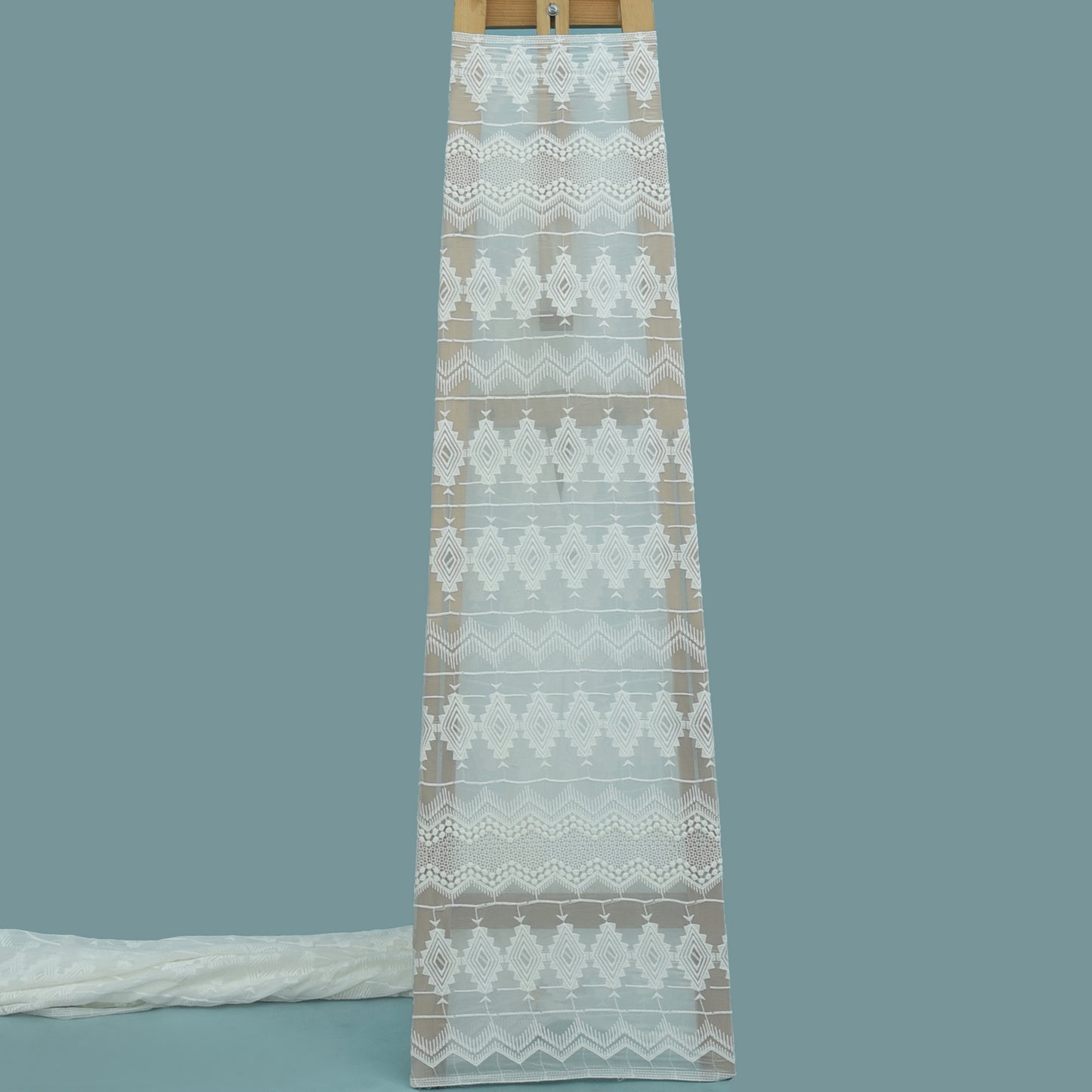 White Color Organza Embroidery Fabric