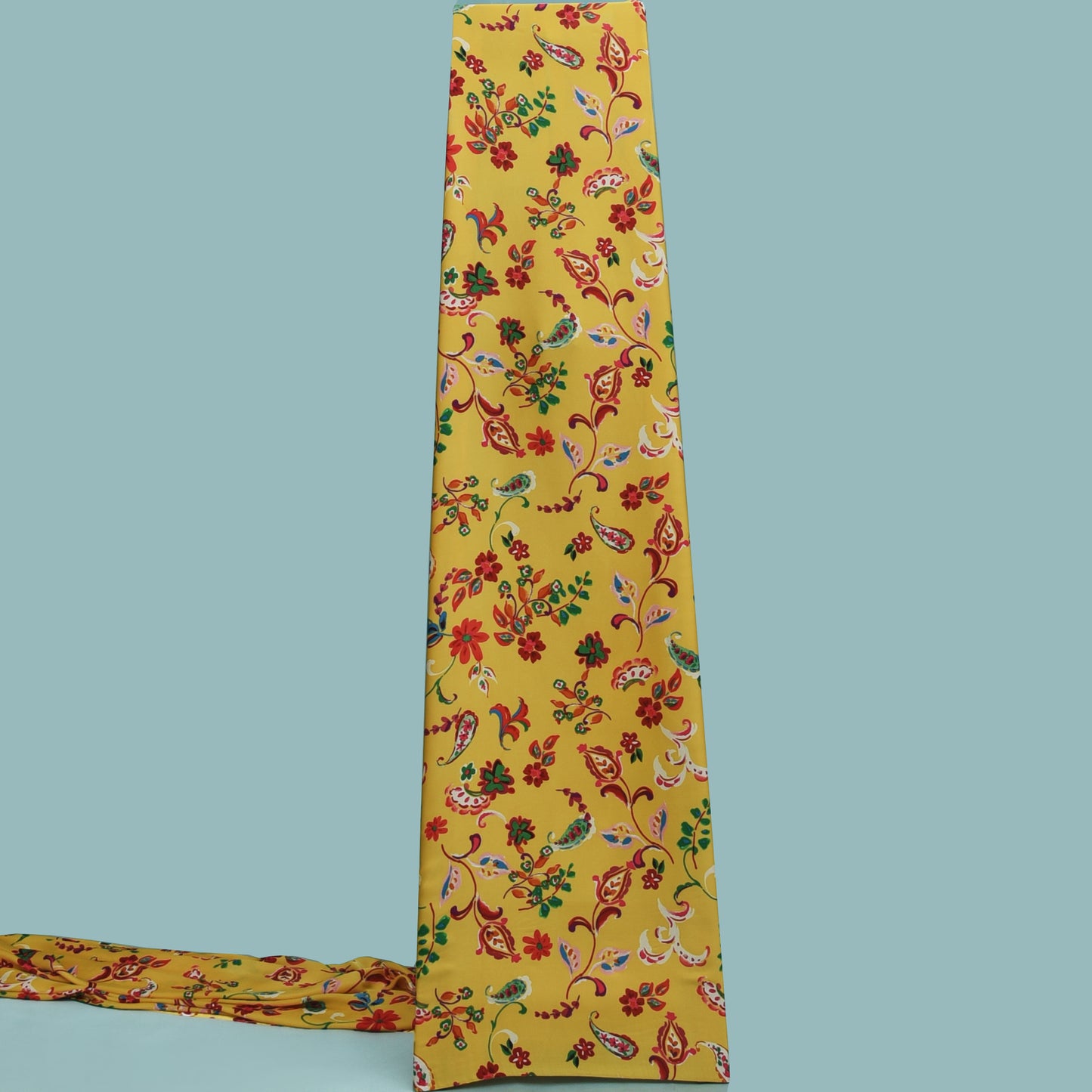 Yellow Color Armani Satin Print Fabric