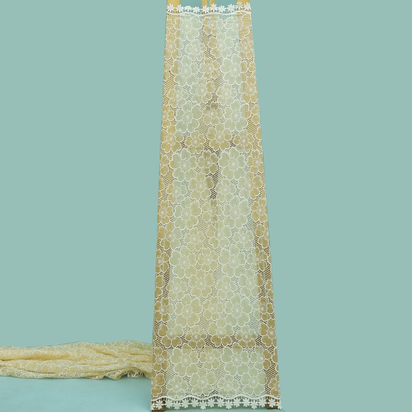 Beige Color Chiffon Embroidery Fabric