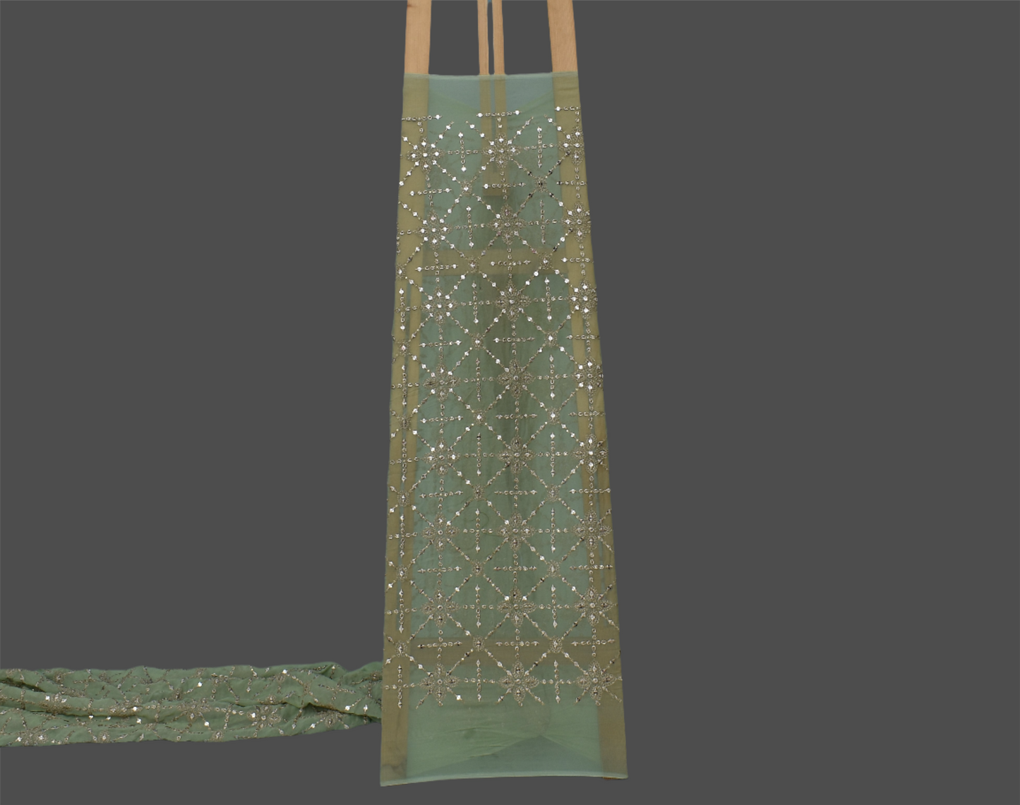 Pista Green Color Georgette Embroidery Fabric