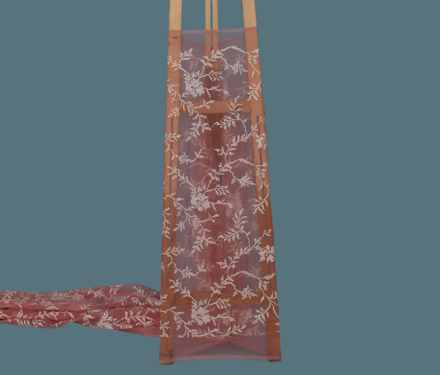 Gajri Color Organza Embroidery Fabric