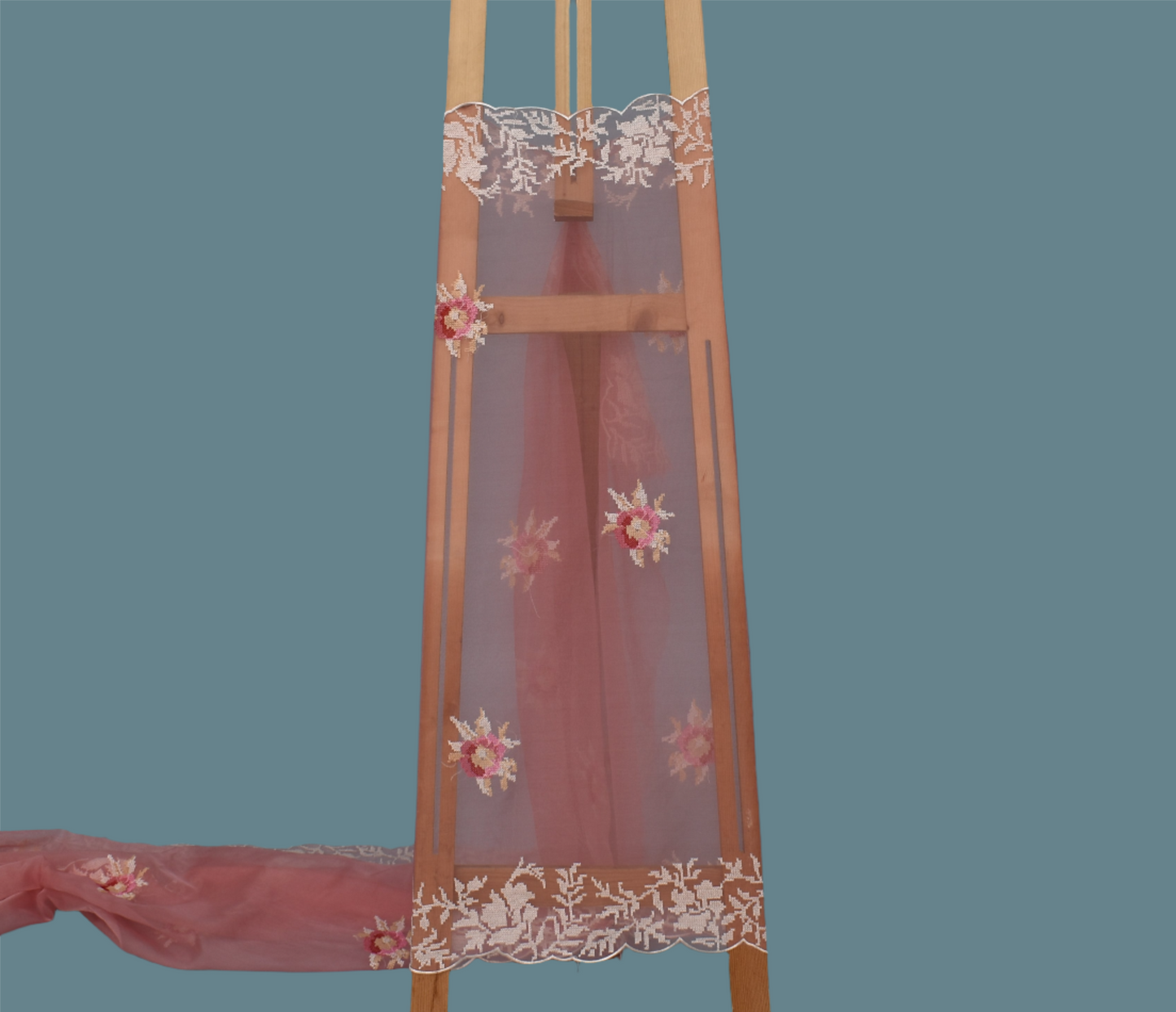 Gajri Color Organza Embroidery Fabric