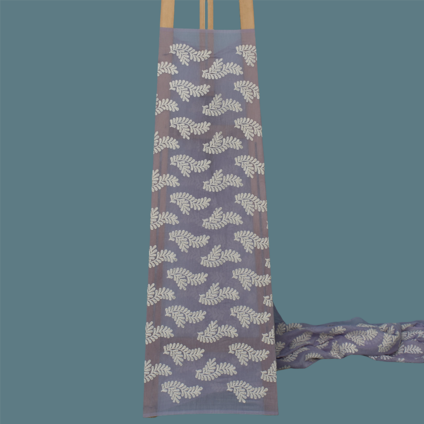 Lavender Color Chanderi Silk Embroidery Fabric