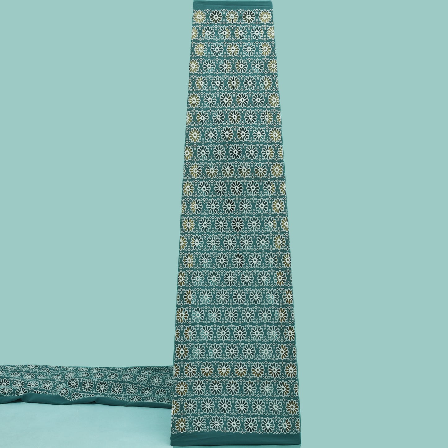 Grey Color Crepe Embroidery Fabric