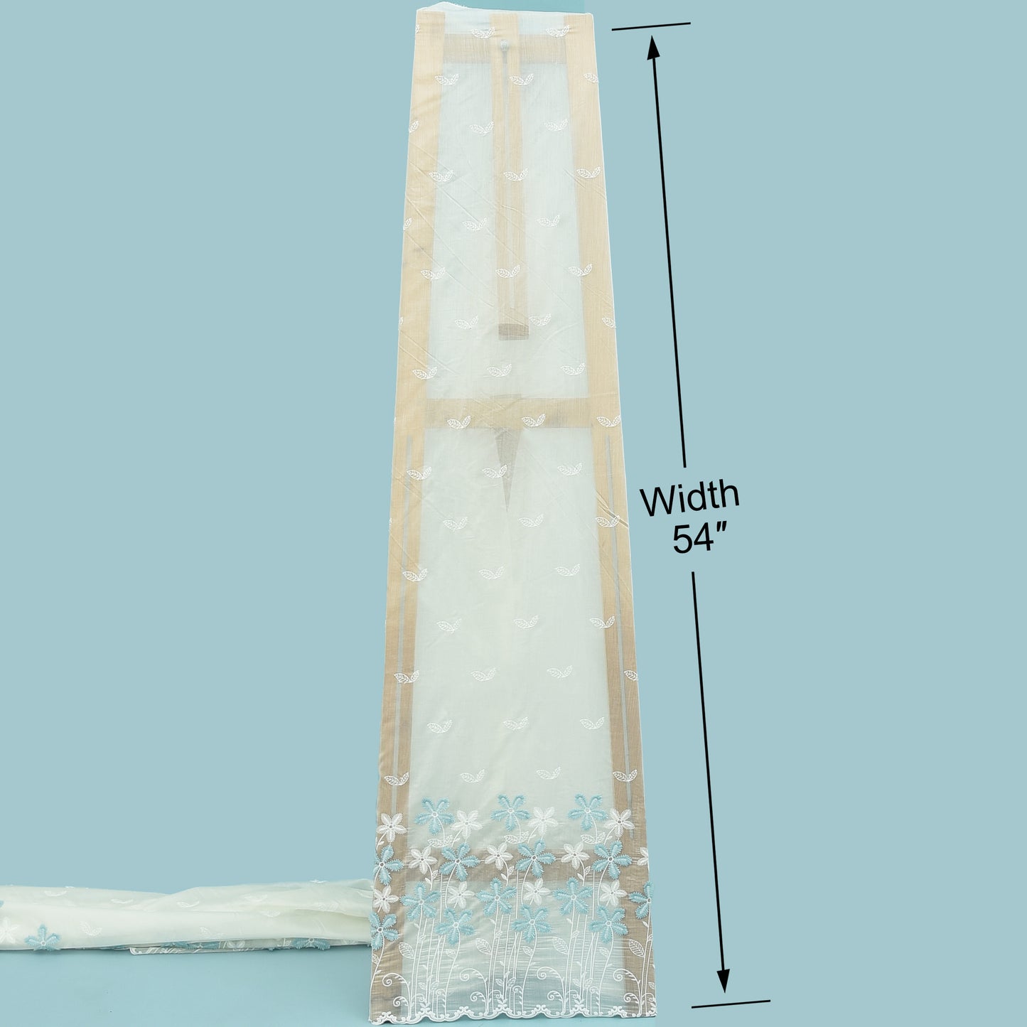 White Color Chanderi Embroidery Fabric