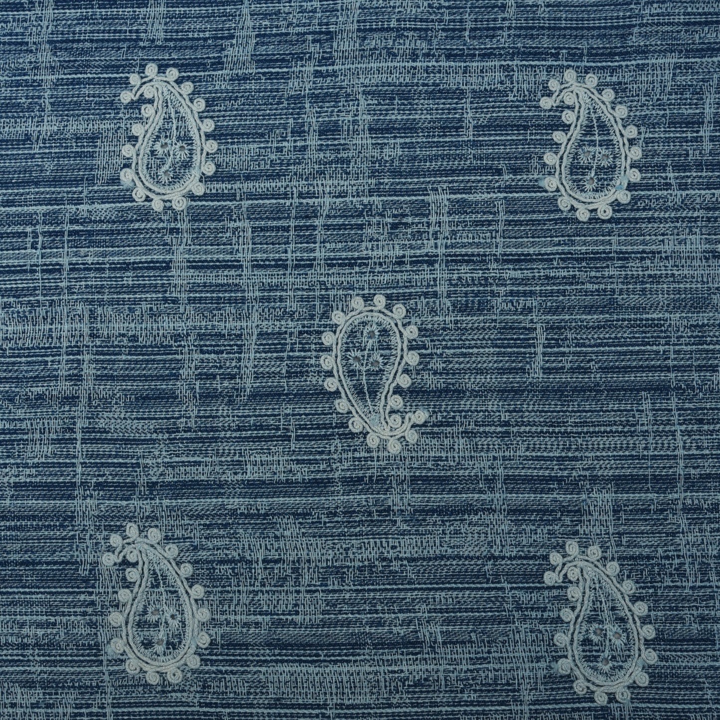 Blue Color Heavy Denim Embroidery Fabric
