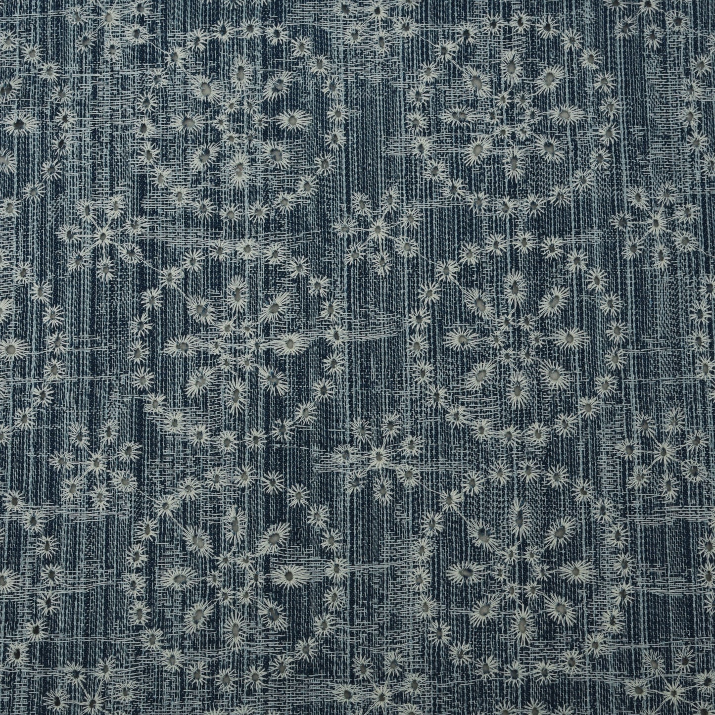 Blue Color Heavy Denim Embroidery Fabric