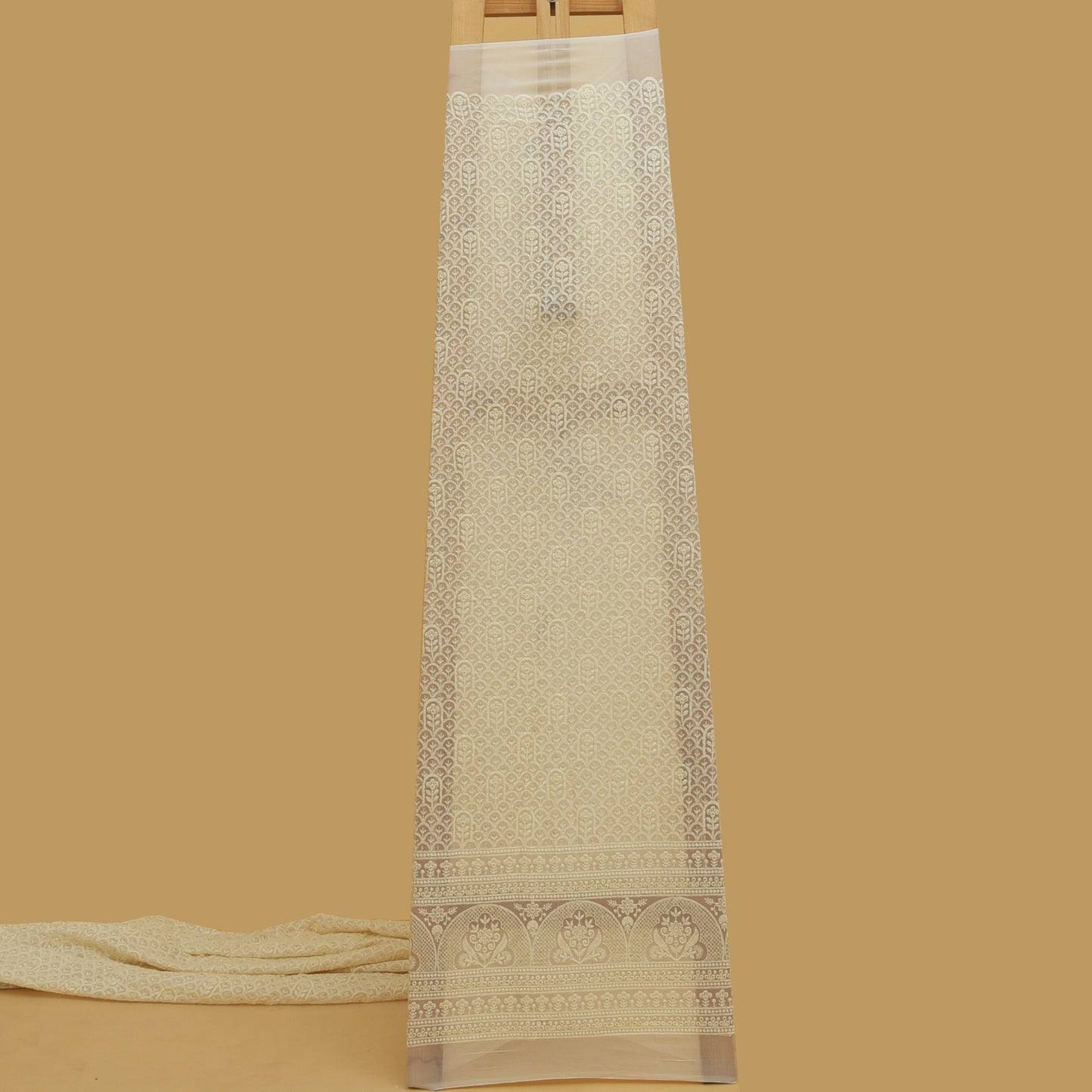 White Color Georgette Embroidery Fabric