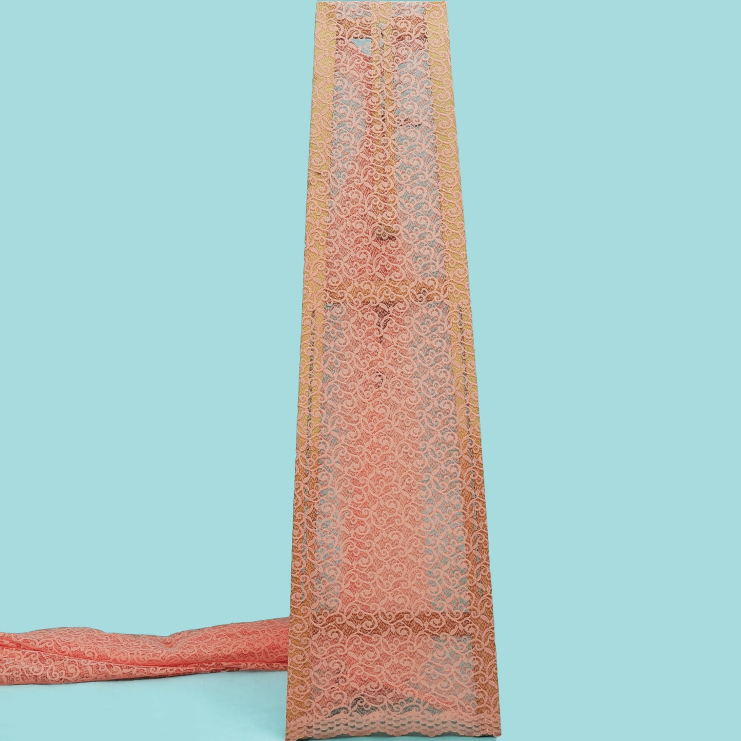 Peach Color Chantilly Net Fabric