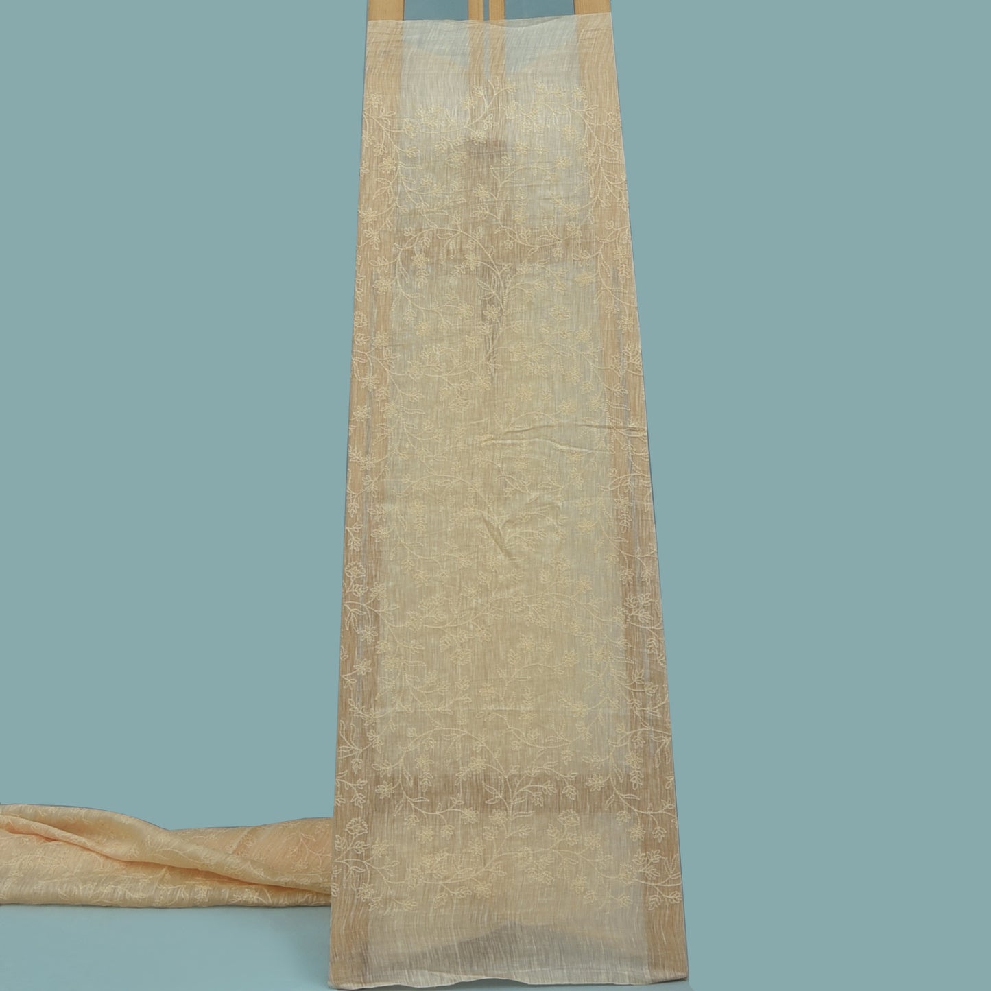 Peach color Noil Silk Embroidery Fabric