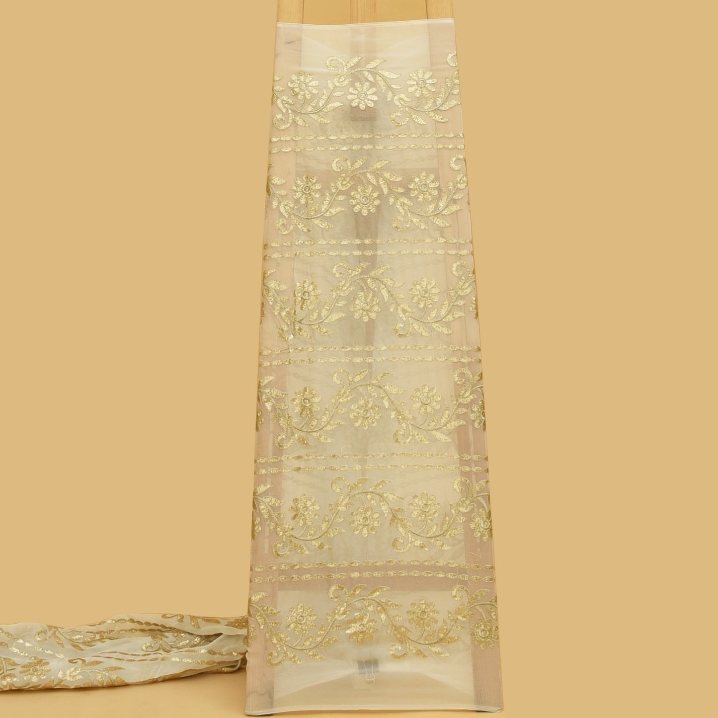 White Color Organza Embroidery Fabric