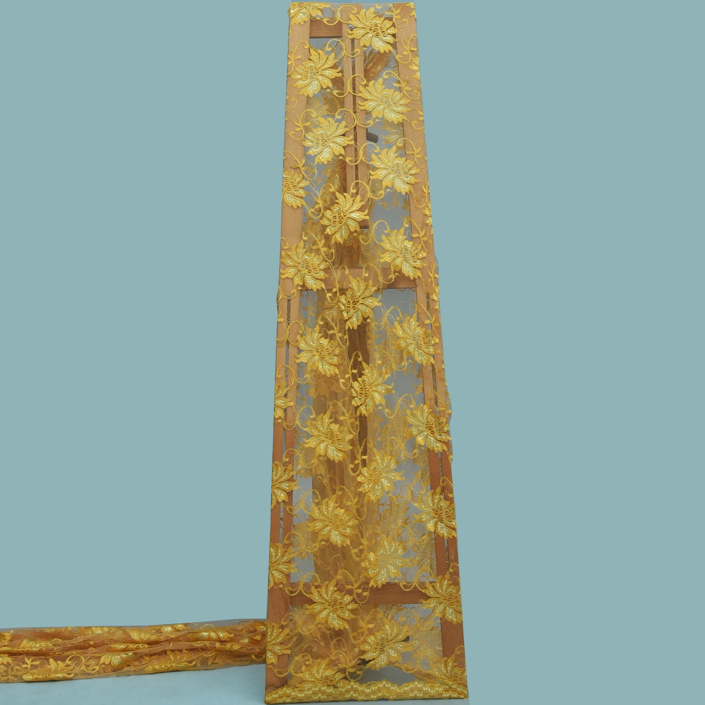 Mustard Color Chantilly Lace Fabric