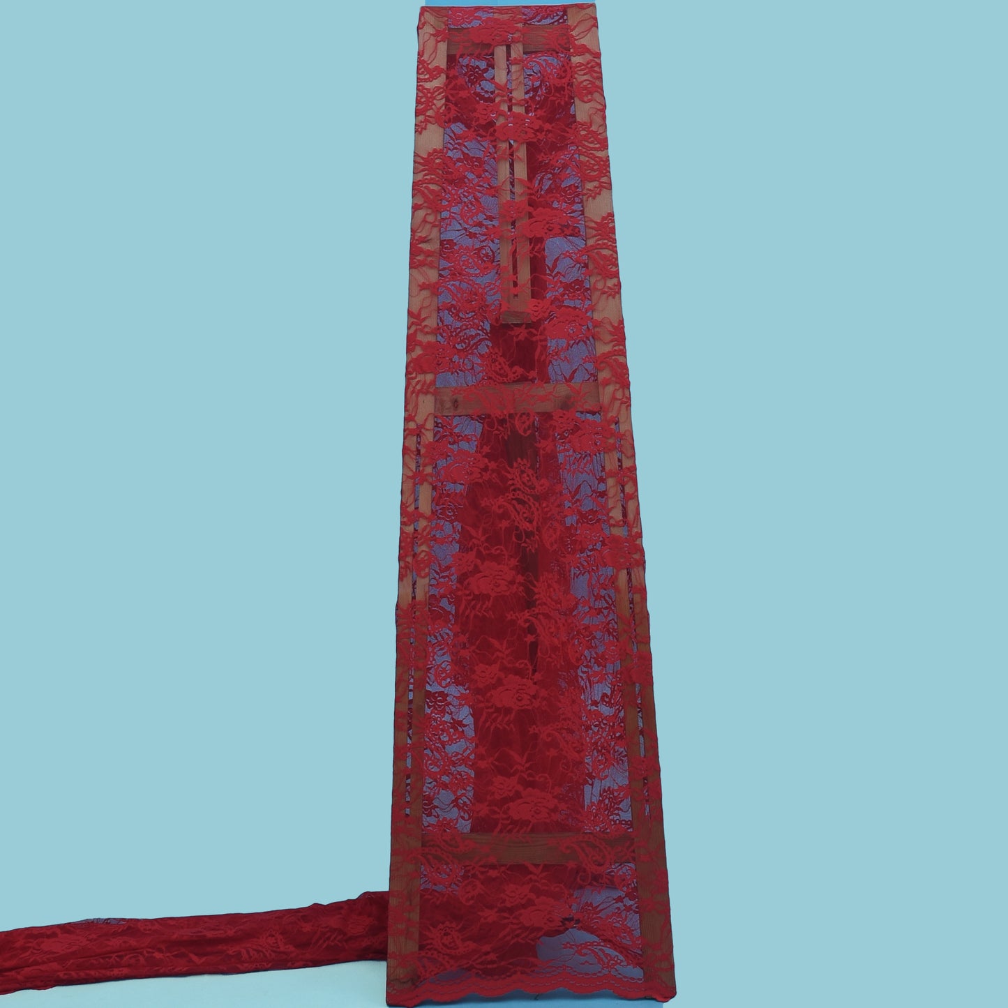 Dark Pink Color Chantilly Lace Fabric