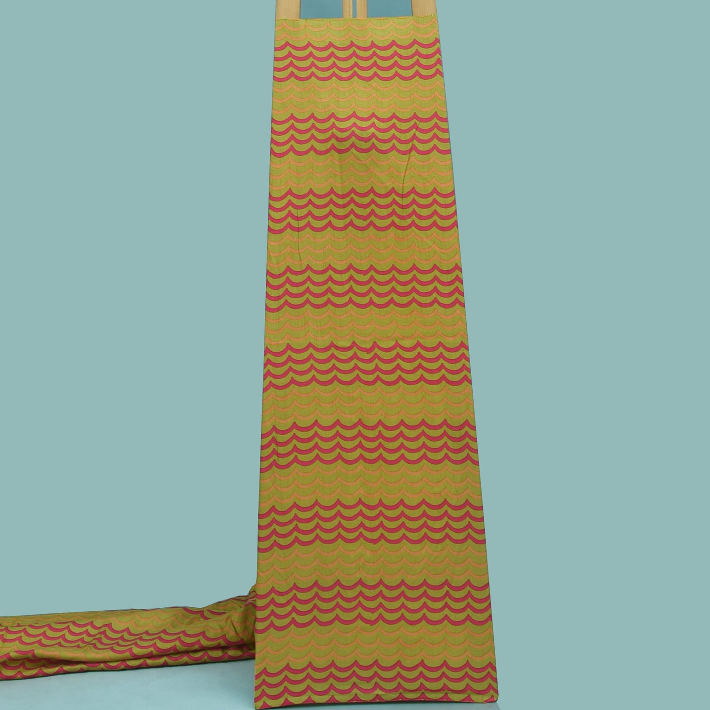 Multicolor Slub Chanderi Print Fabric