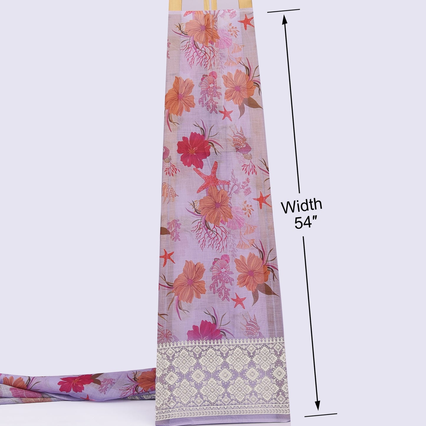 Linen Border Print Embroidery Fabric