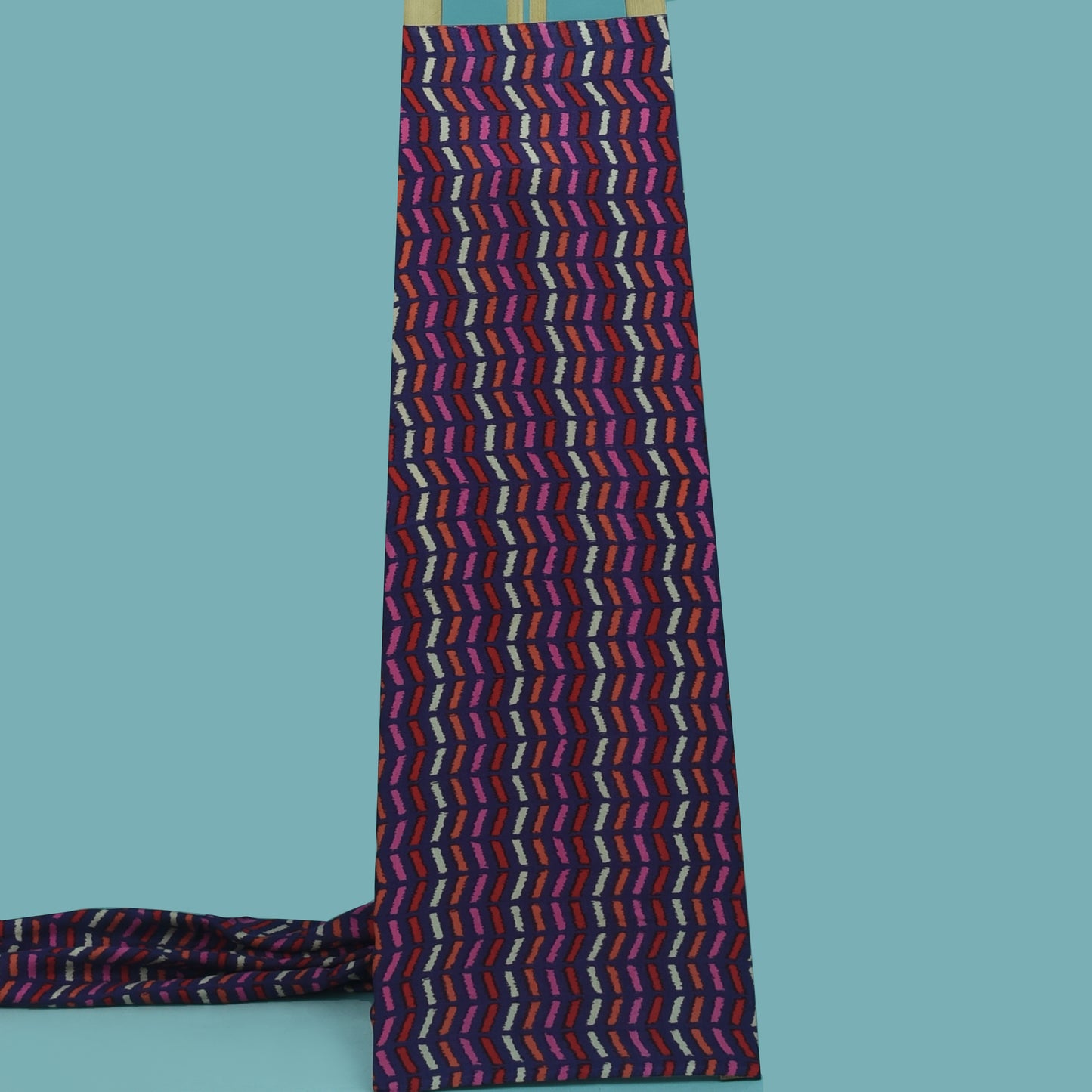 Multicolor Slub Chanderi Print Fabric