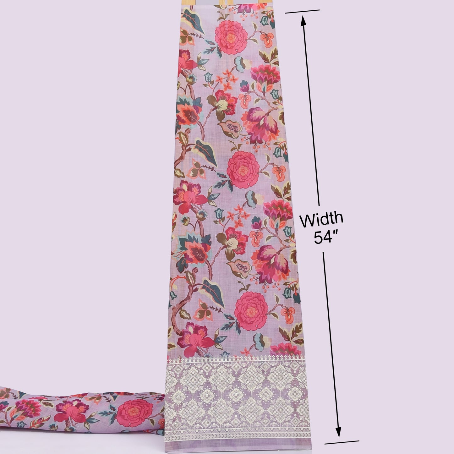 Linen Border Print Embroidery Fabric