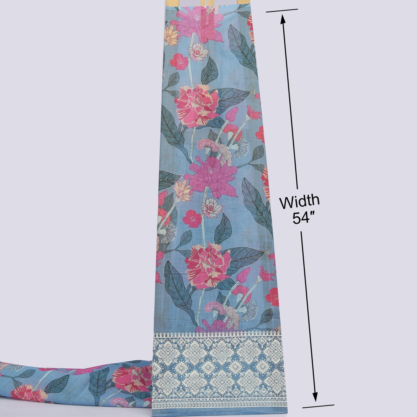 Linen Border Print Embroidery Fabric