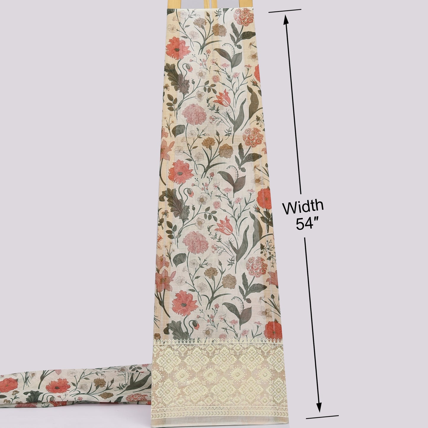 Linen Border Print Embroidery Fabric