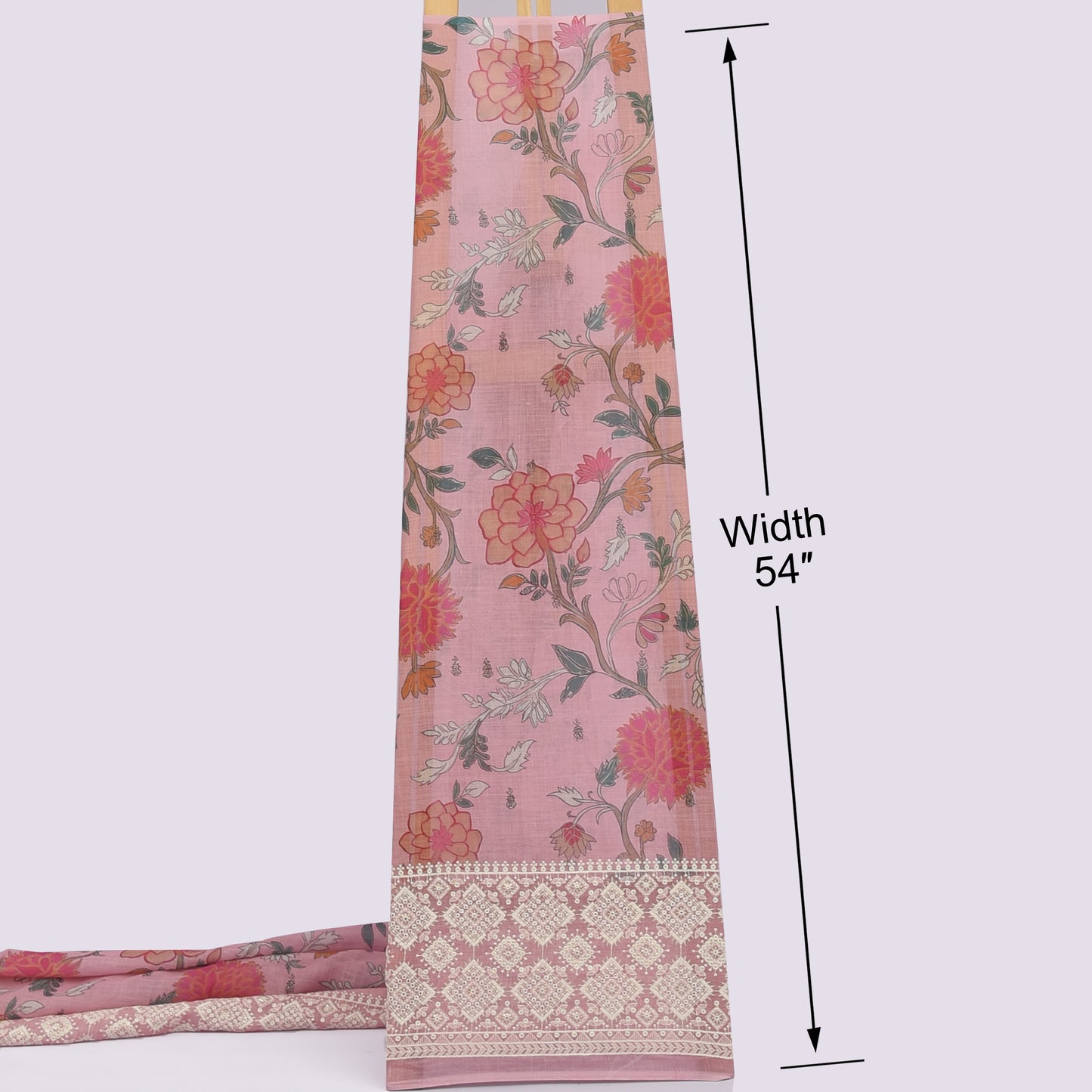 Linen Border Print Embroidery Fabric