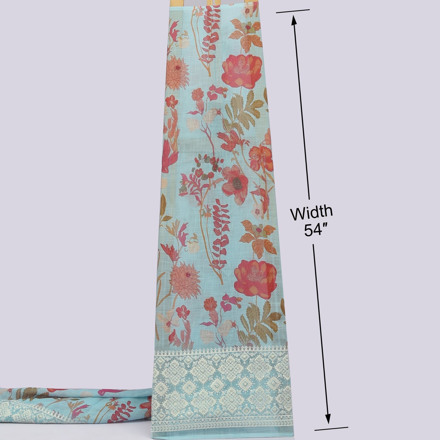 Linen Border Print Embroidery Fabric