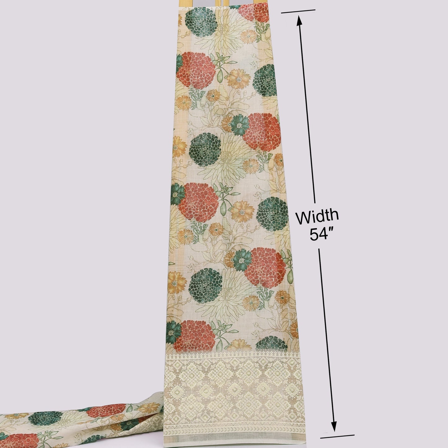 Linen Border Print Embroidery Fabric
