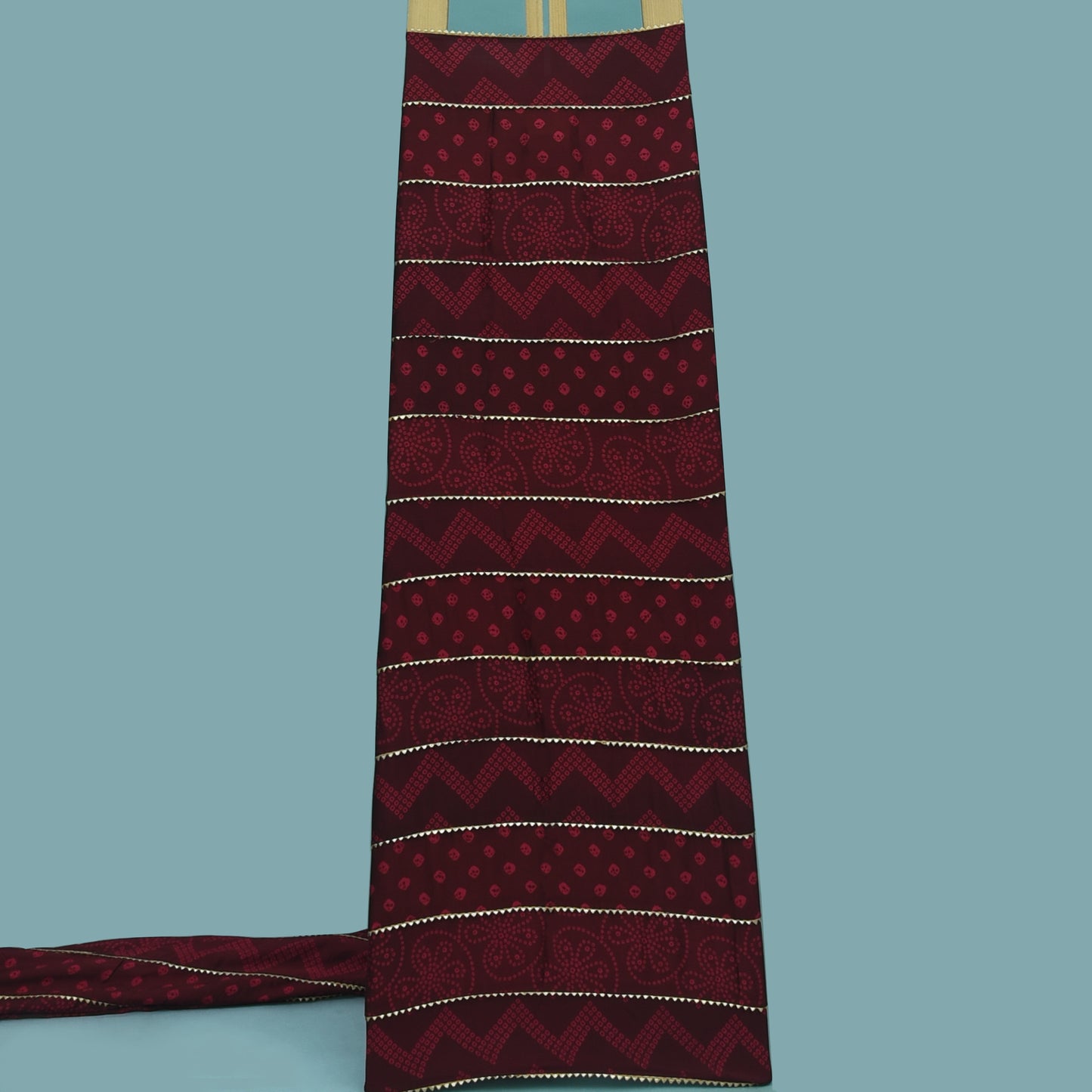 Multicolor Modal Satin Print Gota Work Fabric