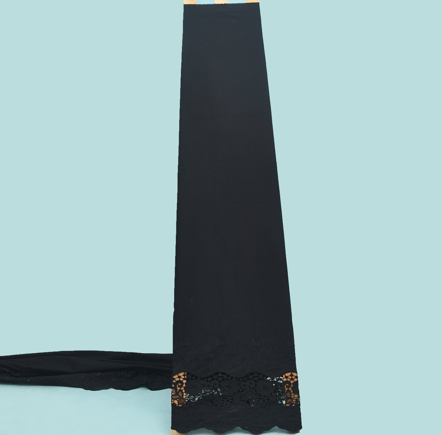 Black Color Plazo Cotton Chikan Embroidery Fabric