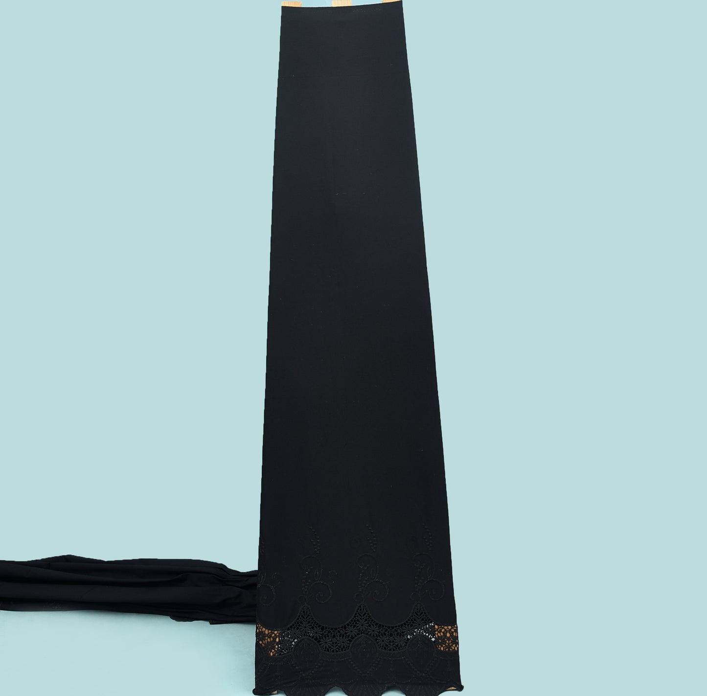 Black Color Plazo Cotton Chikan Embroidery Fabric