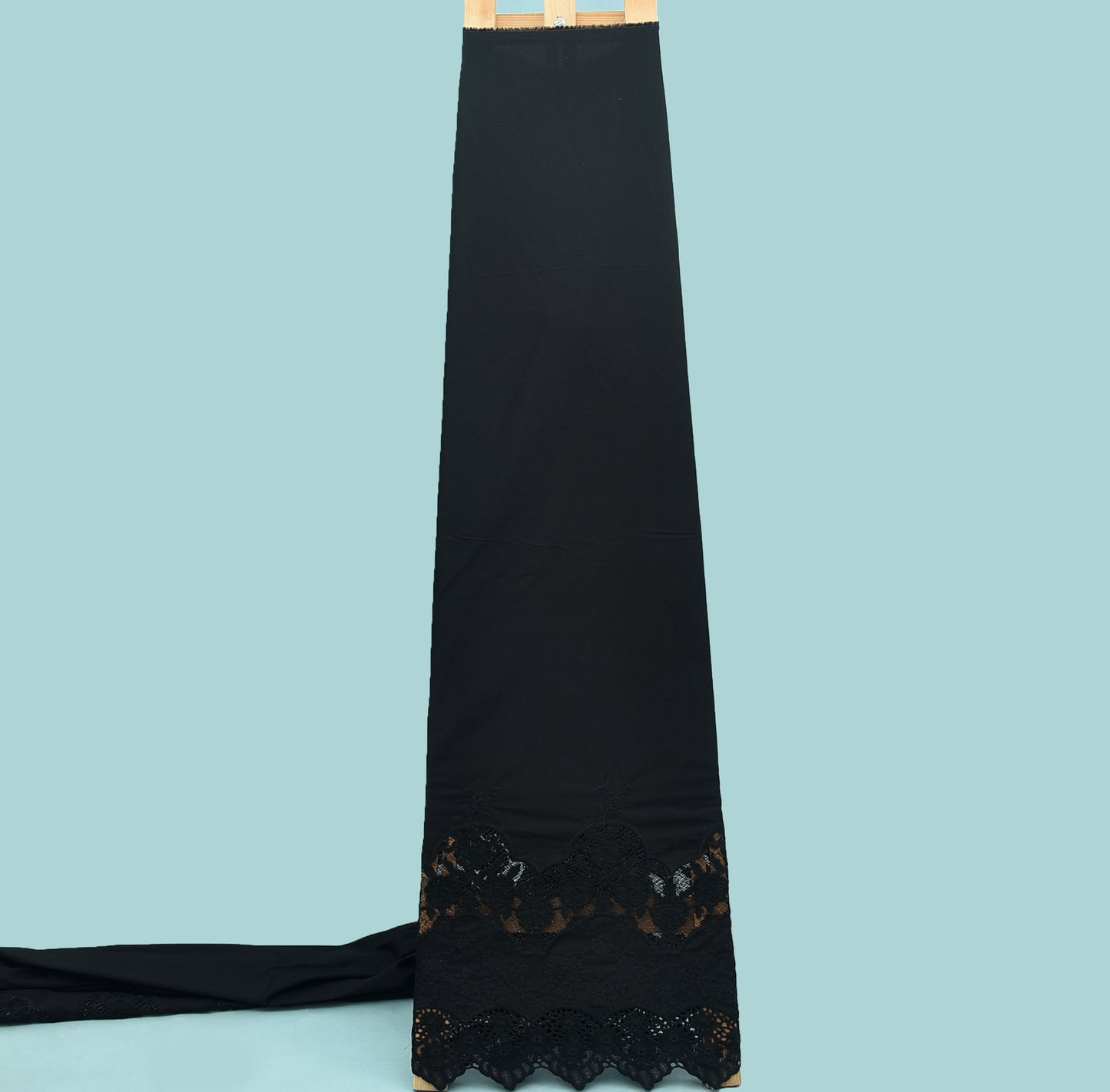 Black Color Plazo Cotton Chikan Embroidery Fabric