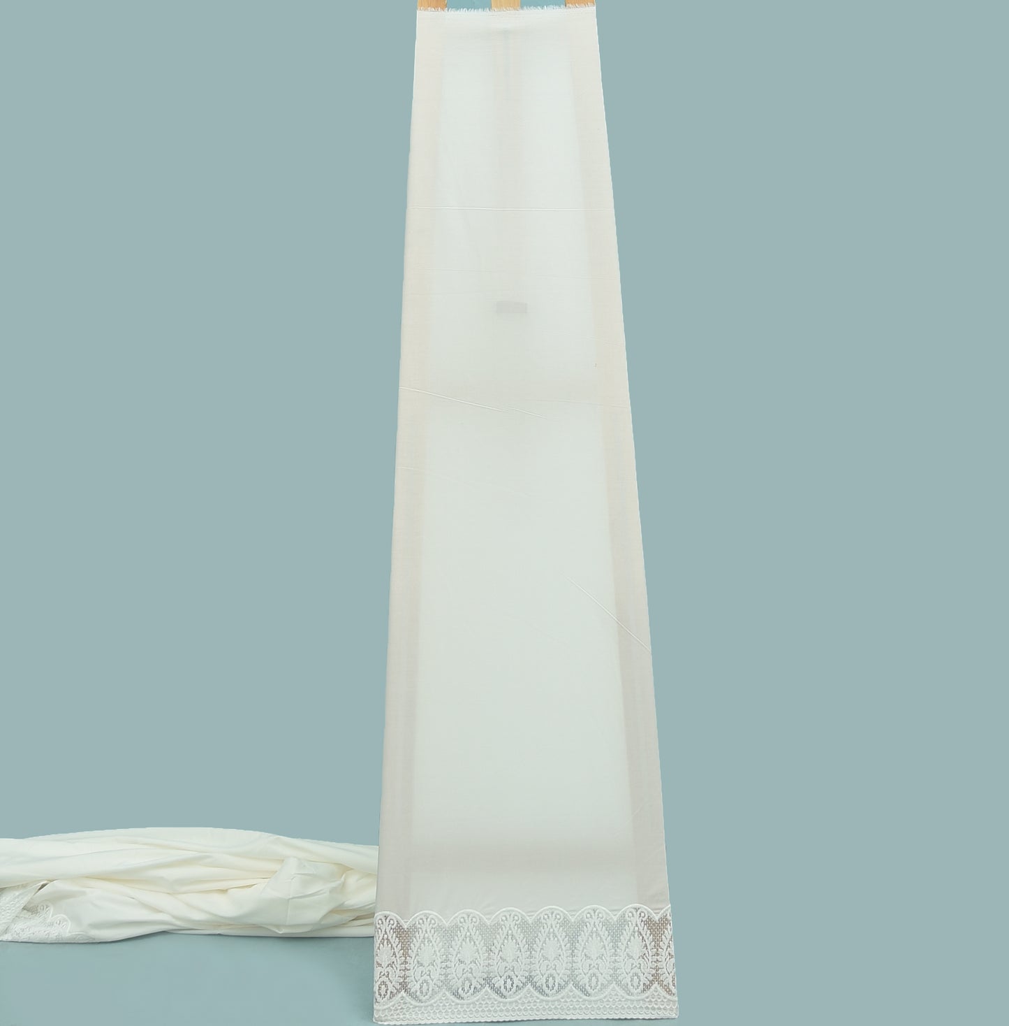 White Color Plazo Cotton Chikan Embroidery Fabric