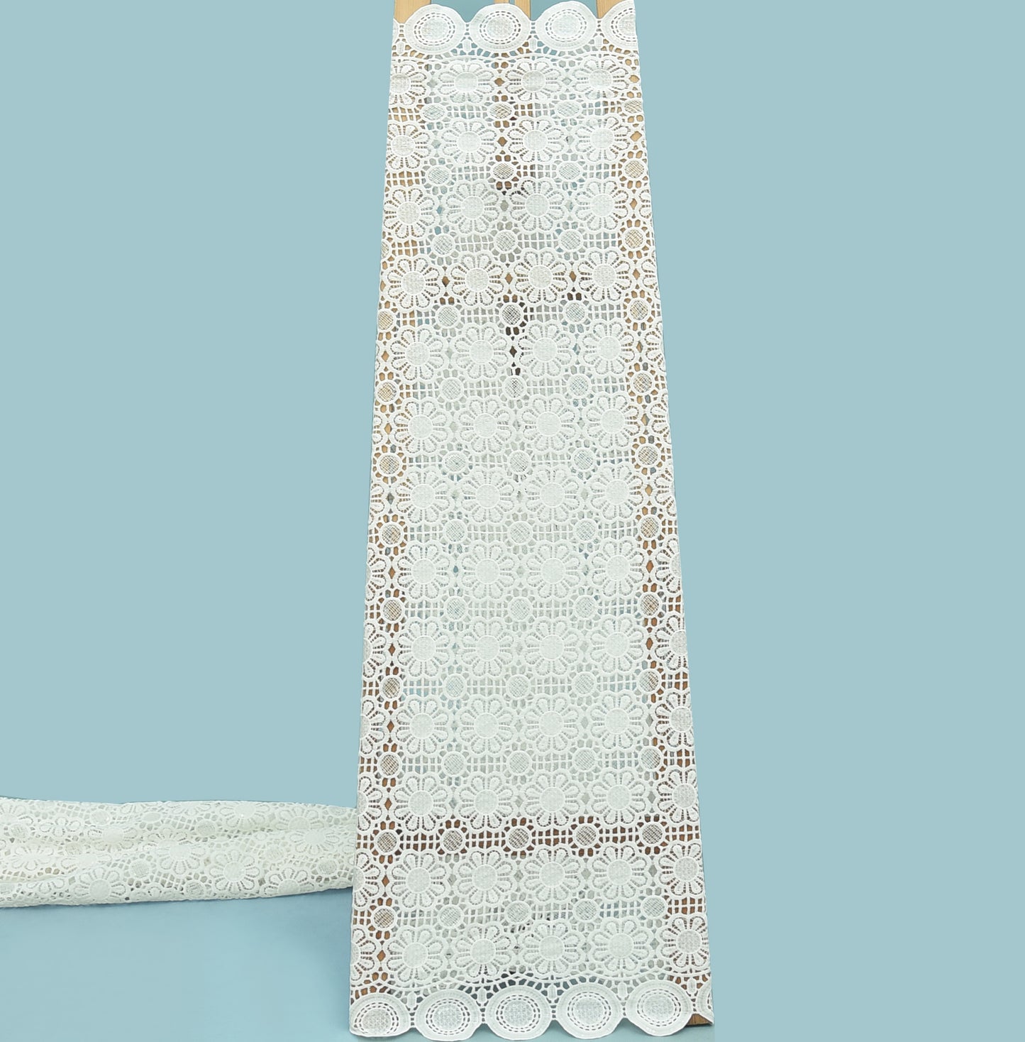 White Color Crosia Embroidery Fabric