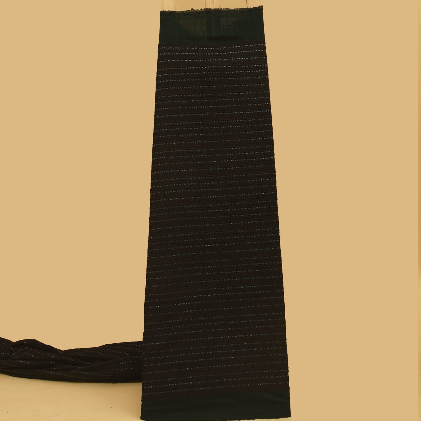 Bottle Green Color Raw Silk Embroidery Fabric