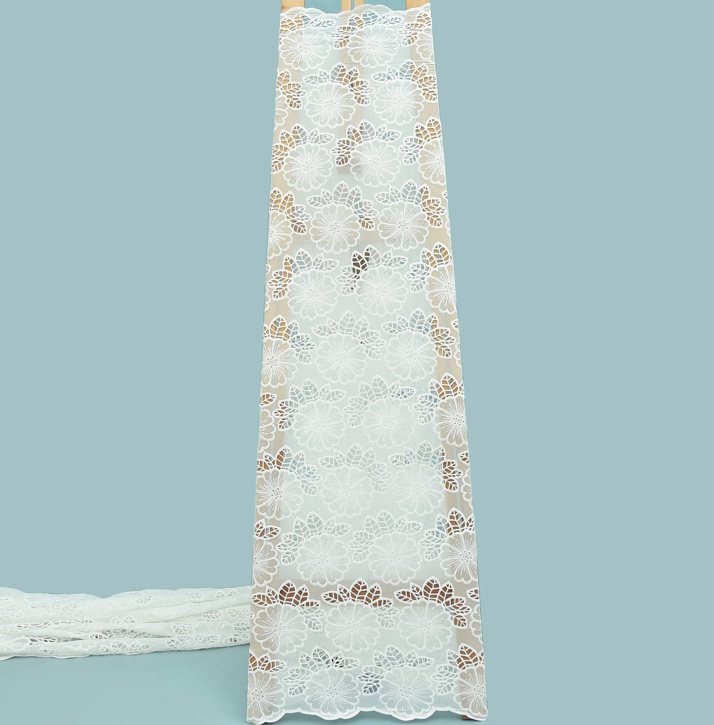 White Color Crosia Embroidery Fabric