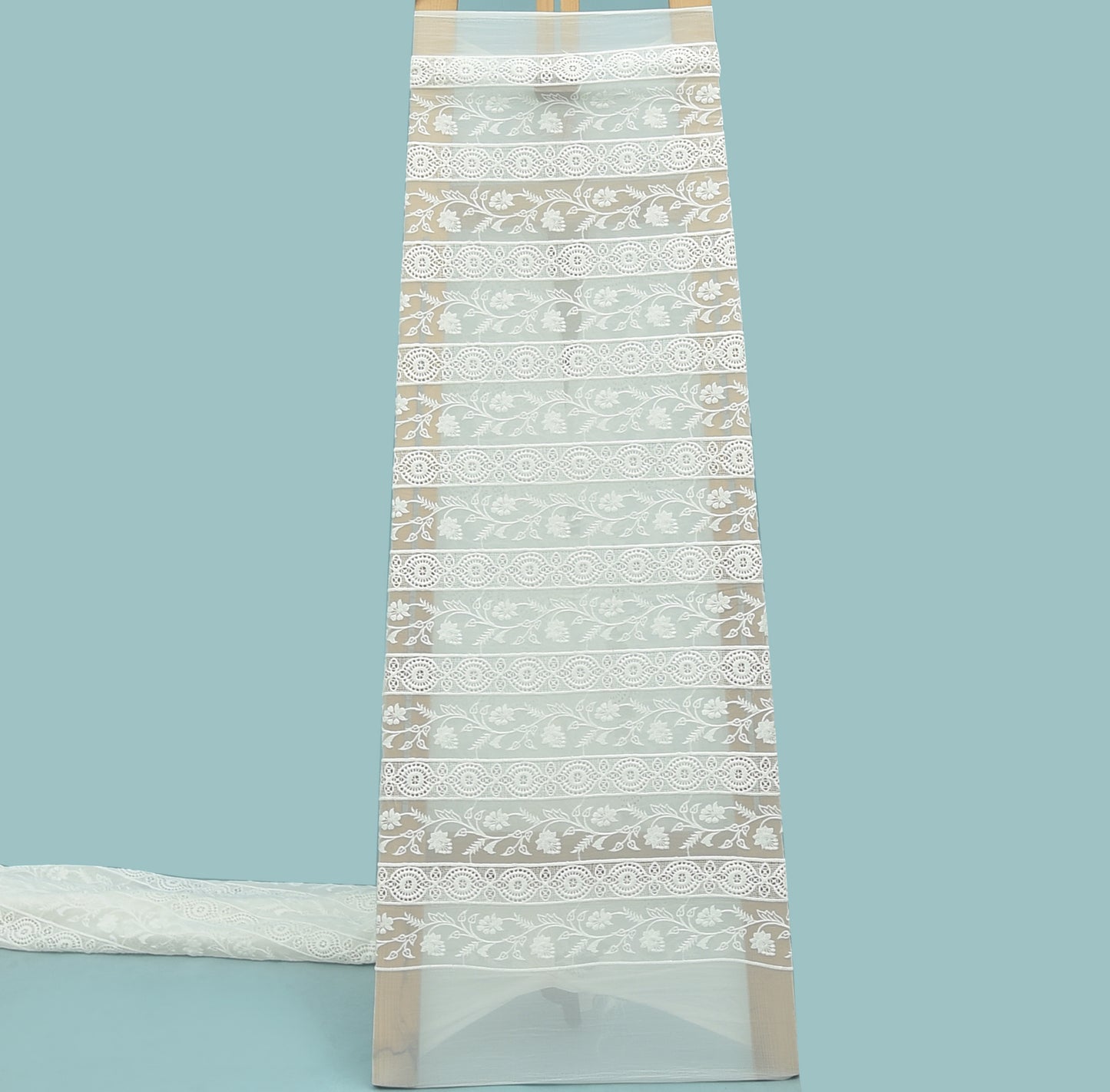 White Color Georgette Embroidery Fabric