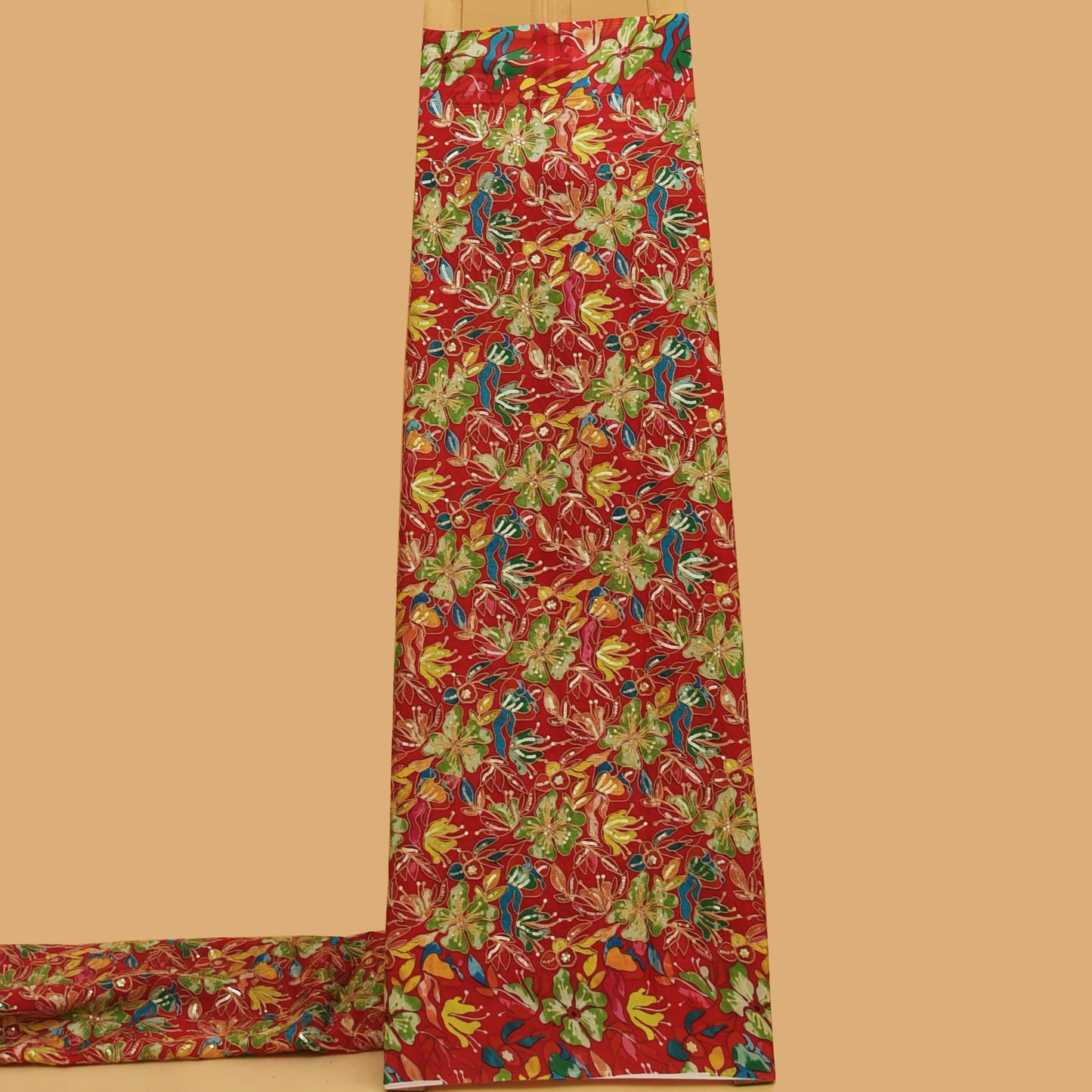 Multicolor Crepe Embroidery Fabric