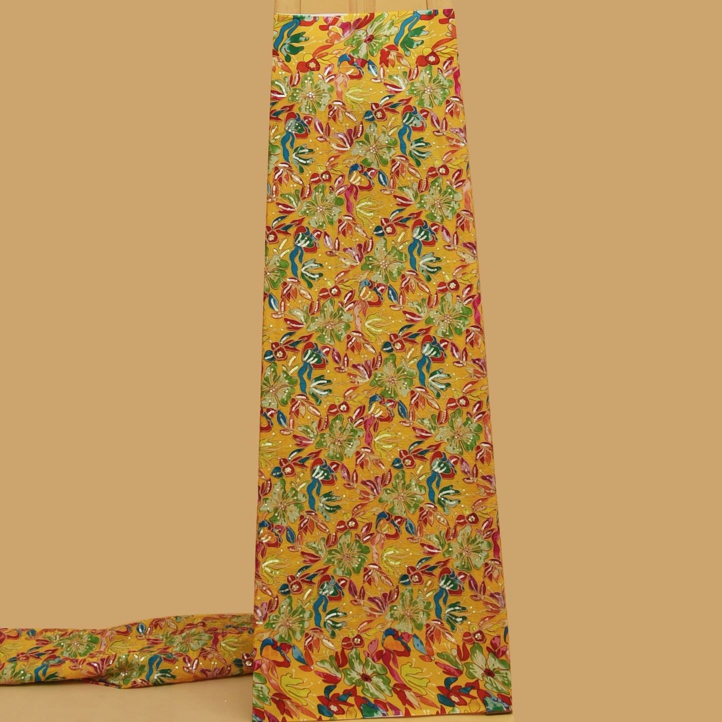 Multicolor Crepe Embroidery Fabric