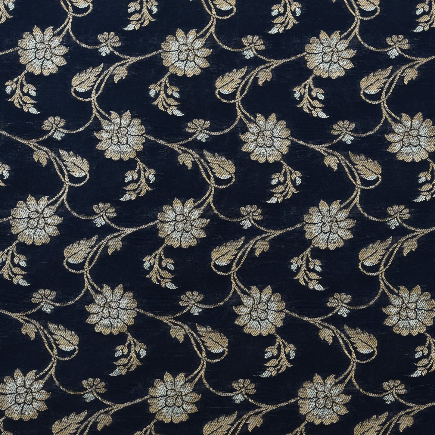 Navy Blue Color Kadwa Brocade Fabric