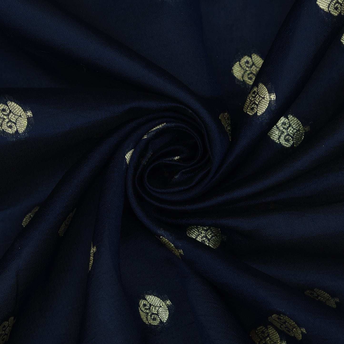 Navy Blue Color Pure Brocade Fabric