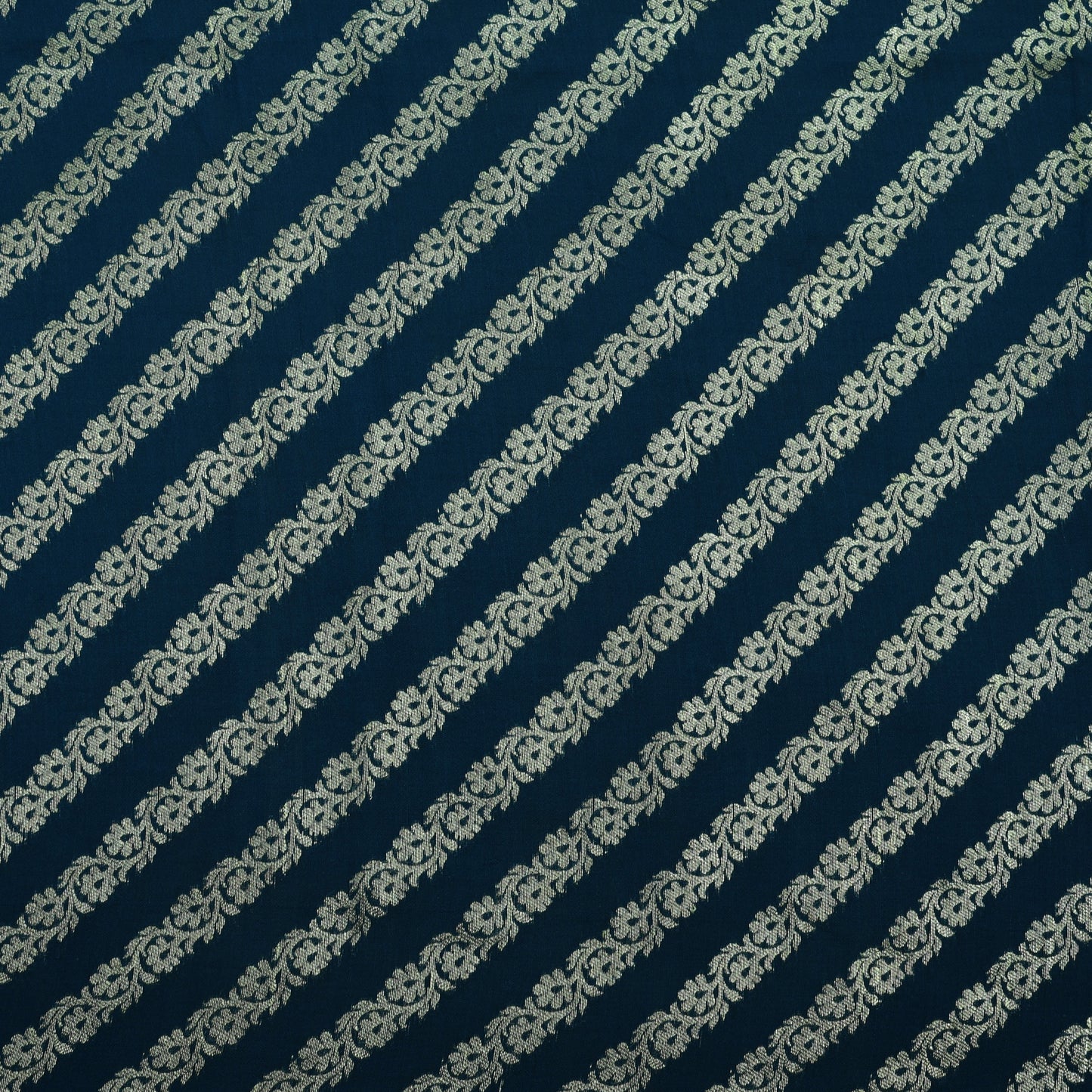 Navy Blue Color Pure Brocade Fabric