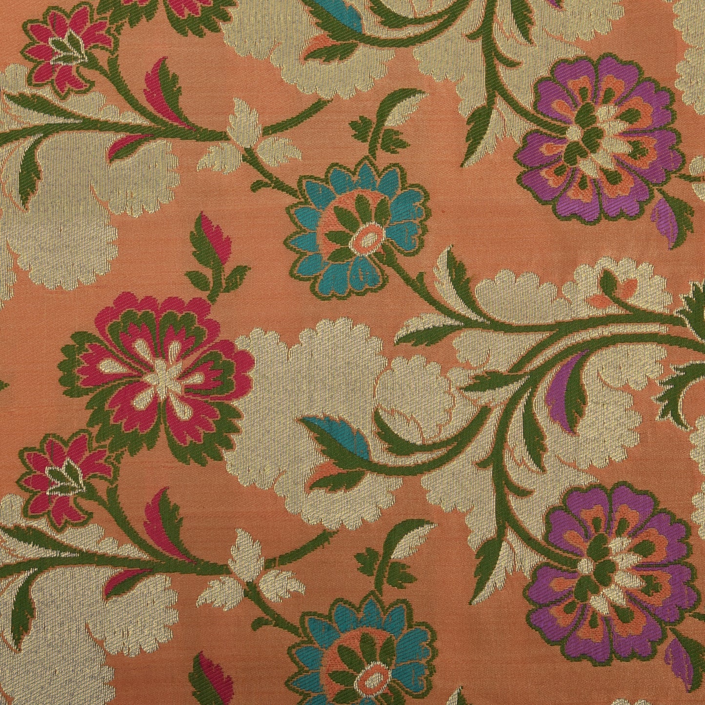 Multicolor Kimkhab Brocade Fabric (Cut Pieces 2Mtr)