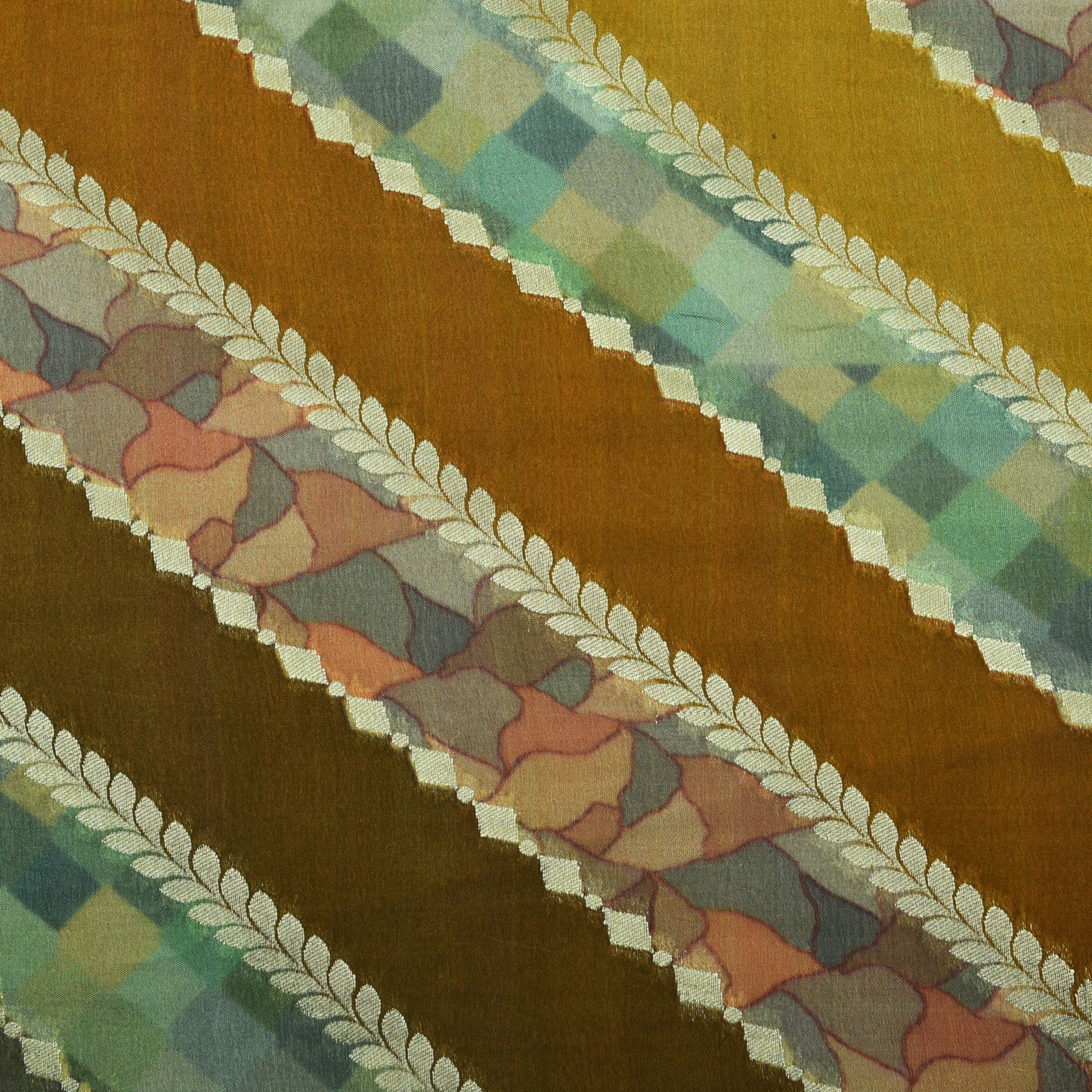 Multicolor Silk Brocade Fabric