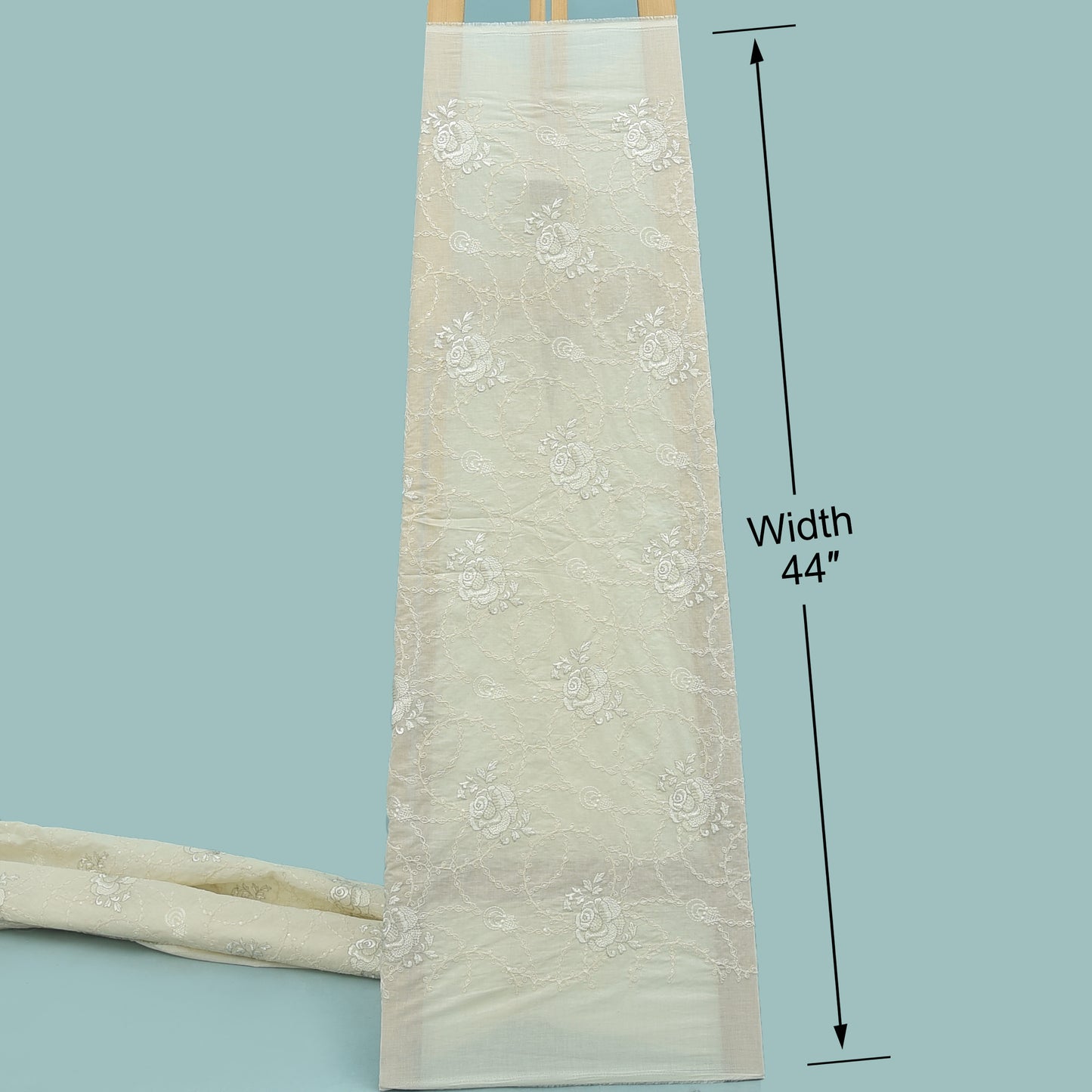 Off White Color Cotton Embroidery Fabric