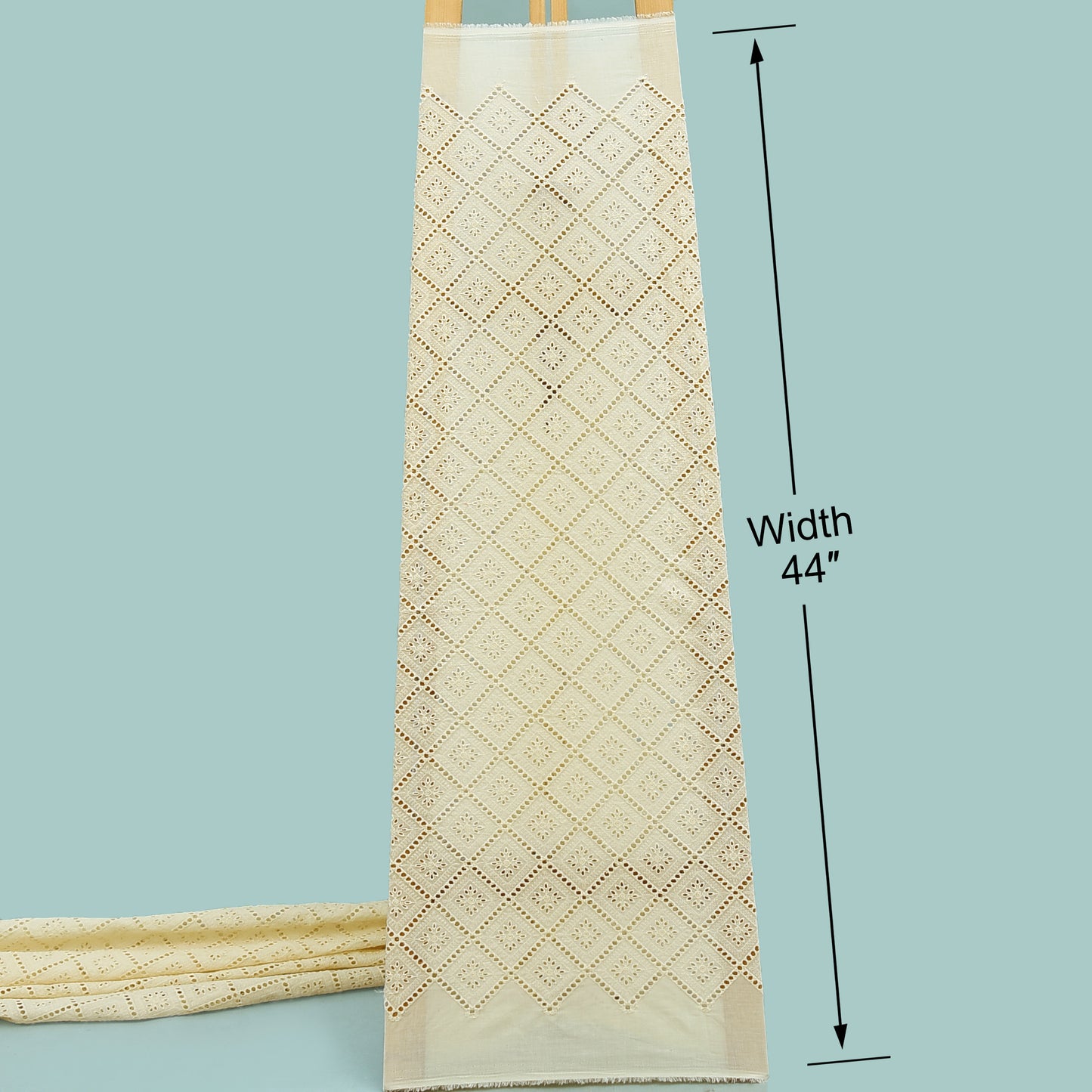 Cream Color Cotton Chikan Embroidery Fabric